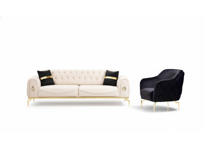 Chesterfield roestvrijstalen meubilair luxe bankstel driezits zitgroep.