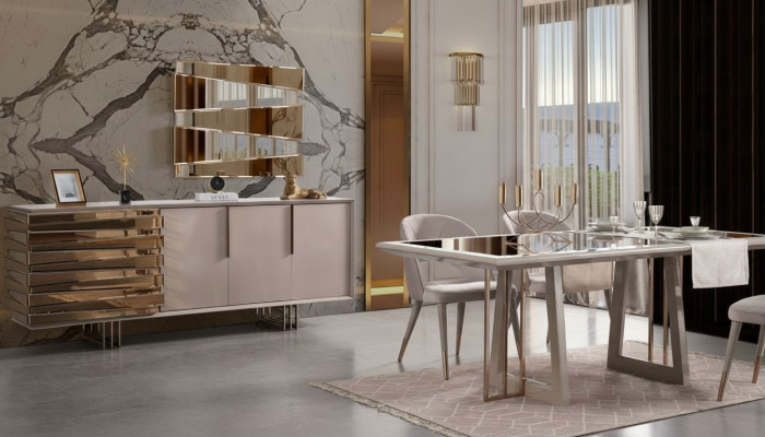 Luxe eethoek eetgroep eetkamer eettafel stoelen beige hout set 8-delig
