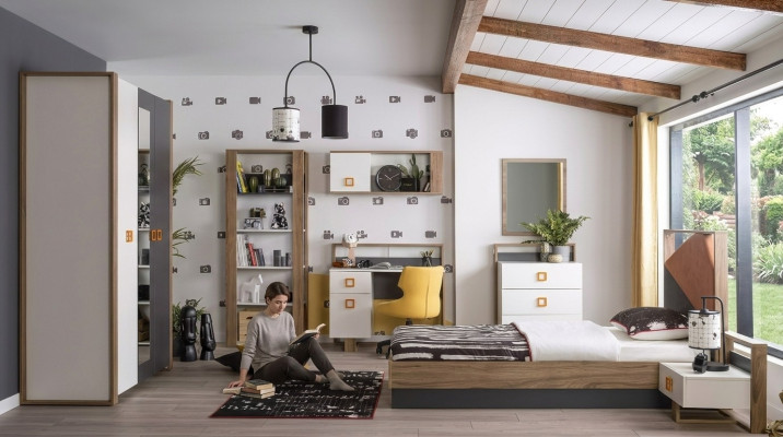 Garnituur Kinderbed Kindermeubels Kinderkamer Bed Hout Grijs Set van 9 stuks
