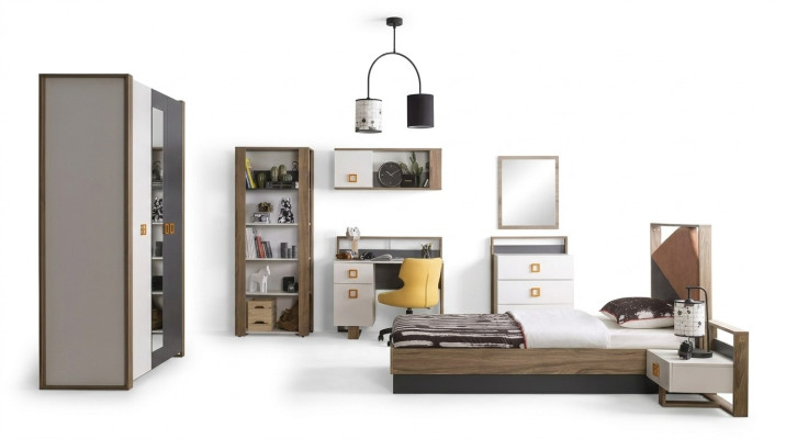 Garnituur Kinderbed Kindermeubels Kinderkamer Bed Hout Grijs Set van 9 stuks
