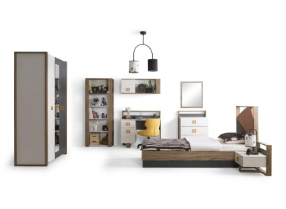 Garnituur Kinderbed Kindermeubels Kinderkamer Bed Hout Grijs Set van 9 stuks