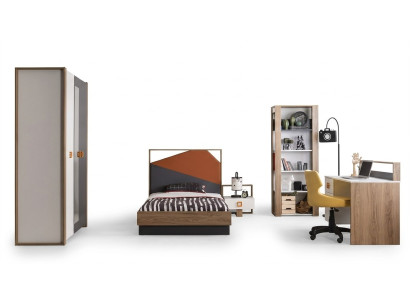 Kinderkamer set Bedframe Bed set Bureau Grijs 5-delig Hout