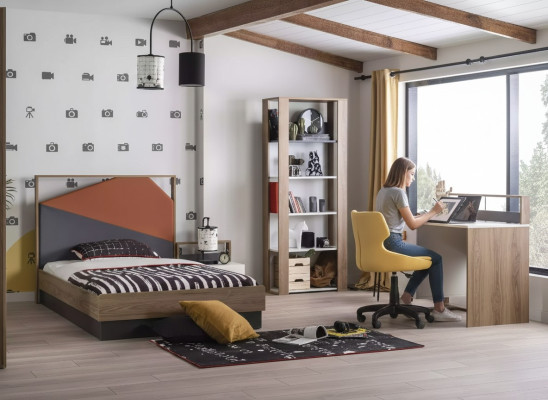 Kindermeubel set Kinderbed Kinderkamer Bed Hout Grijs Set 4-delig