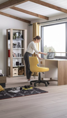 Kinderbureau Bureau Boekenkast Hout Bruin Set 3-delig Stoel