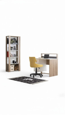 Kinderbureau Bureau Boekenkast Hout Bruin Set 3-delig Stoel