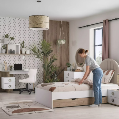 Bedframe Kinderbed Kindermeubels Kinderkamer Bed Hout Wit Modern