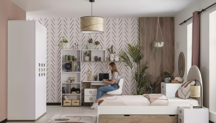 Kindermeubelen Compleet kinderbed Kinderkamer Bed Hout Wit Set 8-delig