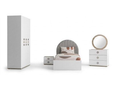 Kinderkamer Compleet Bedframe Kindermeubels Bed Hout Wit Set 5-delig