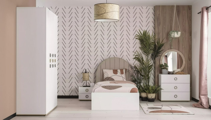 Kinderkamer complete set bed kinderkamer meubels hout wit 5-delig set