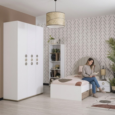 Ontwerp kinderkamer Compleet bed Kinderm meubels Hout Wit Set 4-delig Nieuw