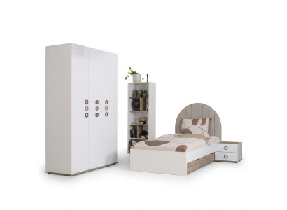 Ontwerp kinderkamer Compleet bed Kinderm meubels Hout Wit Set 4-delig Nieuw