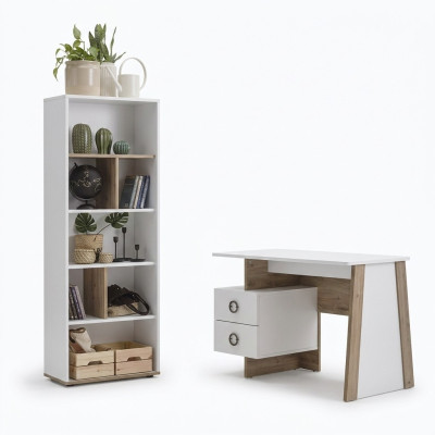 Garnituur Kinderkamerschrijftafel Set 2dlg Rek Computer Hout Wit