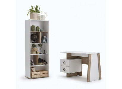 Garnituur Kinderkamerschrijftafel Set 2dlg Rek Computer Hout Wit