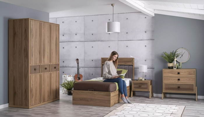 Bed met opbergruimte onder het bedframe Kinderbed Jeugdbed Bruin Hout Luxe
