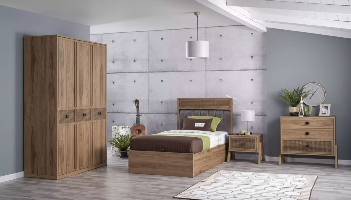 Bed met opbergruimte onder het bedframe Kinderbed Jeugdbed Bruin Hout Luxe