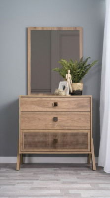 Complete commode met spiegel hout bruin 2-delig kinderkamerkast