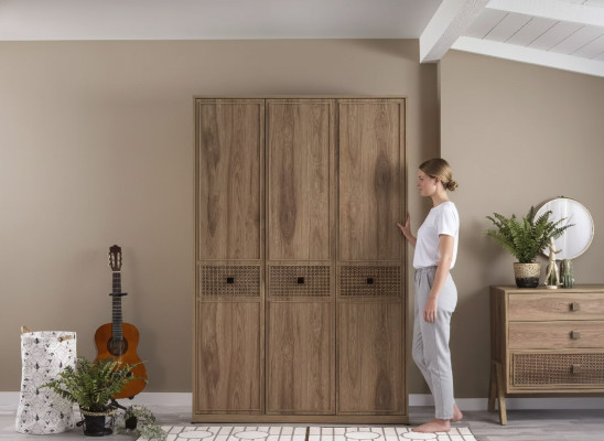 Kledingkast Kast Houten kast Slaapkamer Meubels Hout Bruin Nieuw