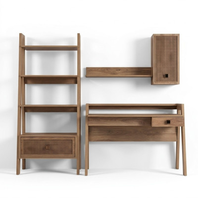 Kinderbureau Bureau Boekenkast Hout Bruin Set 3-delig Rek