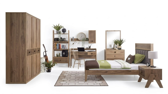 Kindermubelen Groep Jeugdbed Kinderkamer Bed Hout Bruin Set 8-delig