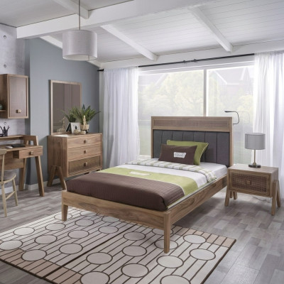 Kinderkamer Compleet Bedframe Kindermeubels Bed Hout Bruin Set 4-delig