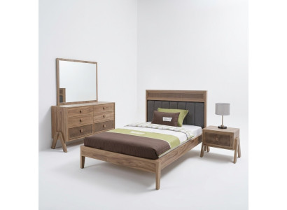 Kinderkamer Compleet Bedframe Kindermeubels Bed Hout Bruin Set 4-delig