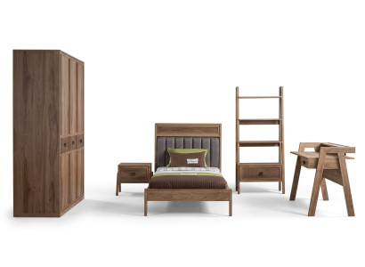 Houten bed Complete slaapkamermeubels Jeugdbed Bed Bruin Set 5-delig