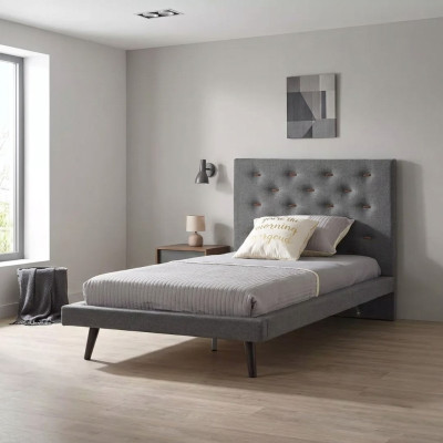 Bedframes Bedframe Bed 120 cm Children's bed Youth bed Fabric Grey