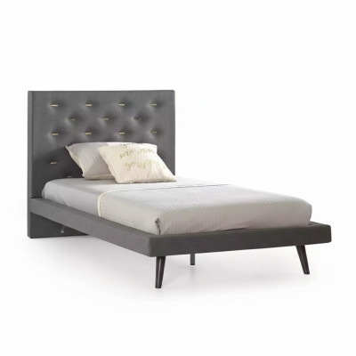 Bedframes Bedframe Bed 120 cm Children's bed Youth bed Fabric Grey