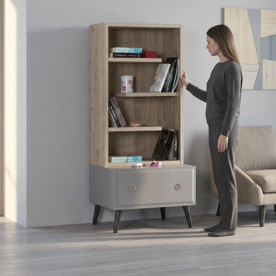 Boekenplank staande plank kinderplank plank boekenkast hout grijs