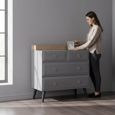 Ladenkast Kast Kinderkamer Ladenkasten Hout Grijs Modern Jeugdkamer