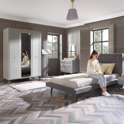 Volledige jeugd bed slaapkamer meubels houten bed bed grijs set 4-delig