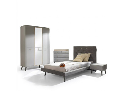 Volledige jeugd bed slaapkamer meubels houten bed bed grijs set 4-delig