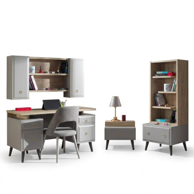 Kinderkamer groep tienerbed kindermeubelen bed hout grijs set 5-delig
