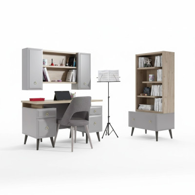 Computertafel Bureau Kinderschrijftafel Hout Grijs Set 3-delig Tafel