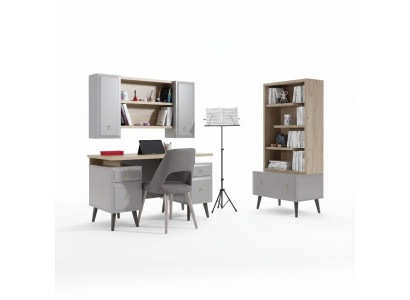 Computertafel Bureau Kinderschrijftafel Hout Grijs Set 3-delig Tafel