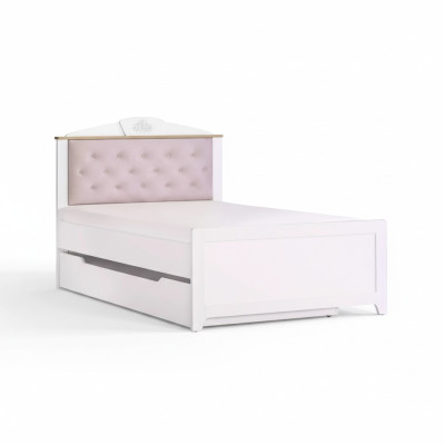 Chesterfield functioneel bed Uitschuifbaar kinderbed Bed 120 Hout Roze