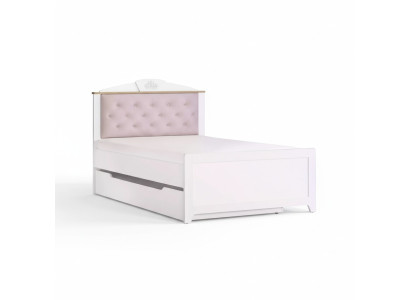 Chesterfield functioneel bed Uitschuifbaar kinderbed Bed 120 Hout Roze