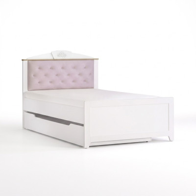 Functiebed Chesterfield Uitschuifbaar kinderbed Bed 100 hout Roze