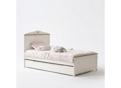 Houten bed, functioneel bed, uitschuifbaar kinderbed, bed 120 hout wit nieuw