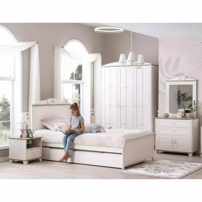 Kinderbed houten bed functioneel bed uitschuifbaar bed 100 hout wit nieuw