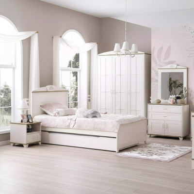 Kinderbed houten bed functioneel bed uitschuifbaar bed 100 hout wit nieuw