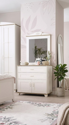 Garnitur Dressoir met Spiegel Set Kast Hout Wit Dressoirs Ontwerp