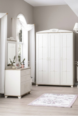 Garnituur Slaapkamer Kledingkast Set 3-delig Ladenkast Hout Wit