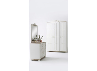 Garnituur Slaapkamer Kledingkast Set 3-delig Ladenkast Hout Wit