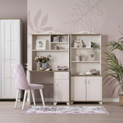 Computertafel Bureau Kinderbureau Hout Boekenkast Wit