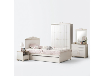 Functioneel bed Uitschuifbaar kinderbed Bed Wit Set 5-delig Houten bed