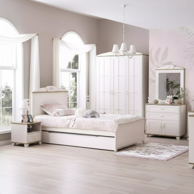 Kinderbed functioneel bed houten bed uitschuifbaar bed Wit Set 5-delig Nieuw