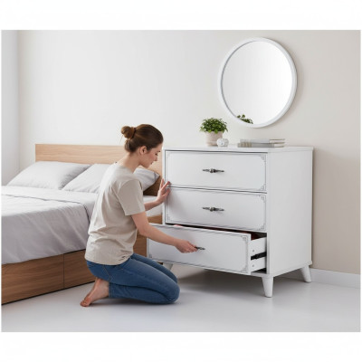 Sideboard Commode Kast Hout Ladenkast Slaapkamer Design Wit Luxe