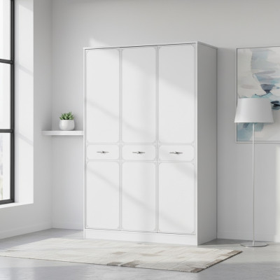 Houten kast Luxe kledingkast Kast Meubels Hout Wit 3 deuren Ontwerp