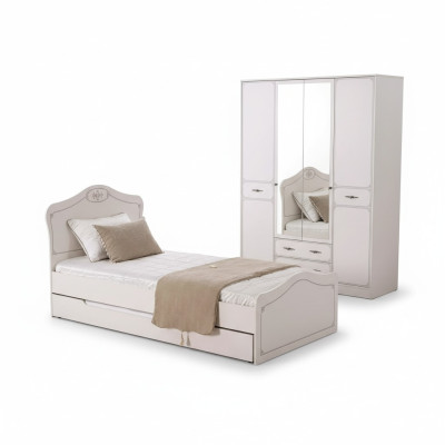 Bed Uittrekbaar functioneel bed Kinderbed Bedframe Wit Hout Bedden